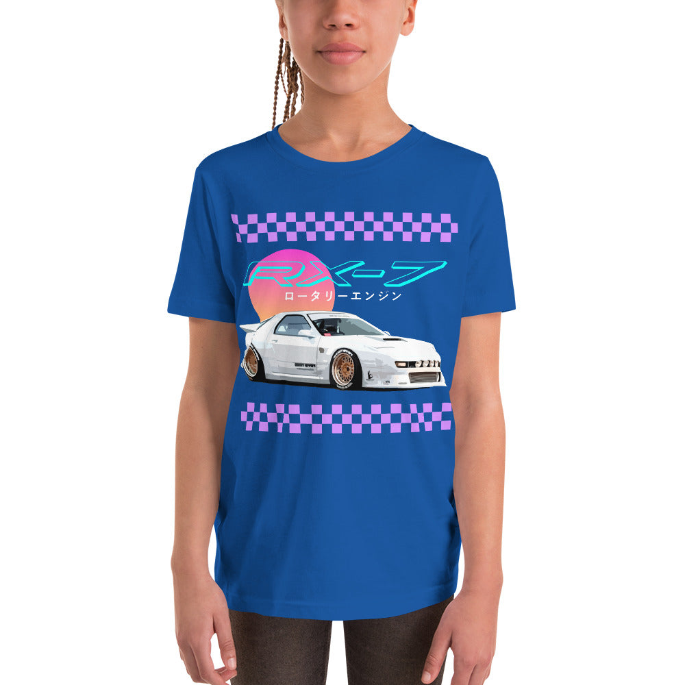 Retro Old School Car Graphic RX-7 80s 90s JDM Nostalgia Aesthetic - Youth Short Sleeve T-Shirt