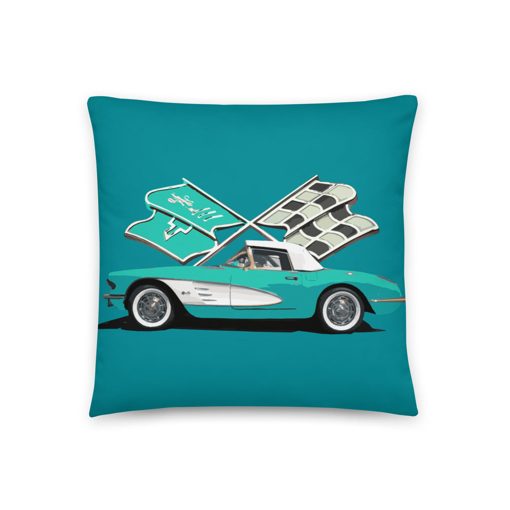 Antique Corvette C1 Classic Car Owner Gift Throw Pillow