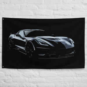 Blacked Out Corvette C7 Wall Art Vette Driver Gift Banner Flag 56" x 34.5"