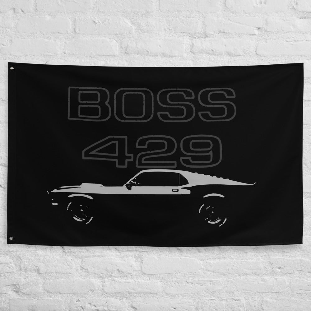 1969 Mustang Boss 429 Fastback Rare Muscle Car Wall Art Banner Flag 56" x 34.5"