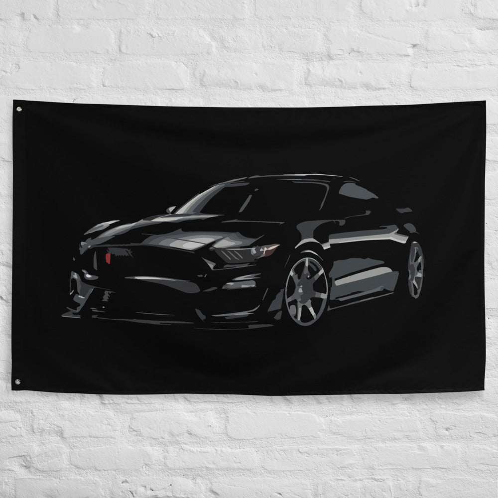 Black Mustang GT350R Custom Wall Art Stang Driver Gift Banner Flag 56" x 34.5"