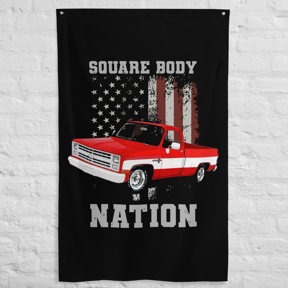 Chevy Silverado C10 K10 C30 Square Body Pickup Truck Garage Banner Flag 56" x 34.5"