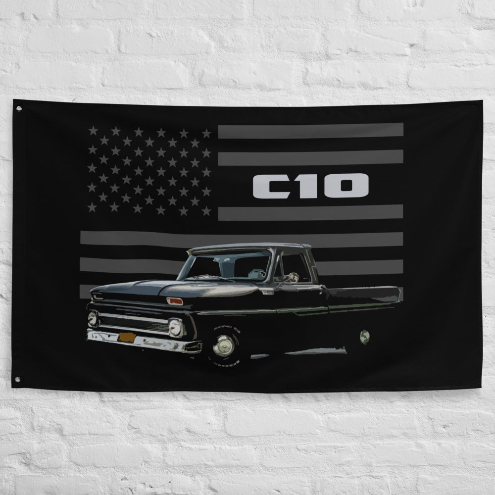 1966 Chevy C10 Antique Pickup Truck Owner Gift Garage Banner Flag 56" x 34.5"