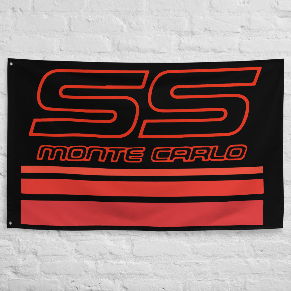 Chevy Monte Carlo SS Logo Classic Car Garage Office Banner Flag 34.5" x 56"