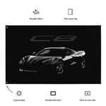 Black Corvette C8 Stingray 8th Gen Vette Driver Custom Art Tapestry Banner Flag 56" x 34.5"