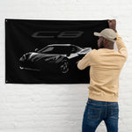 Black Corvette C8 Stingray 8th Gen Vette Driver Custom Art Tapestry Banner Flag 56" x 34.5"