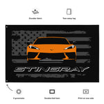 Orange Corvette C8 Stingray 8th Gen Vette Driver Custom Art Tapestry Banner Flag 56" x 34.5"