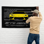 Yellow Corvette C8 Stingray 8th Gen Vette Driver Custom Art Tapestry Banner Flag 56" x 34.5"