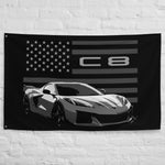 Corvette C8 8th Gen Mid Engine American Sportscar Custom Vette Driver Tapestry Banner Flag 56" x 34.5"