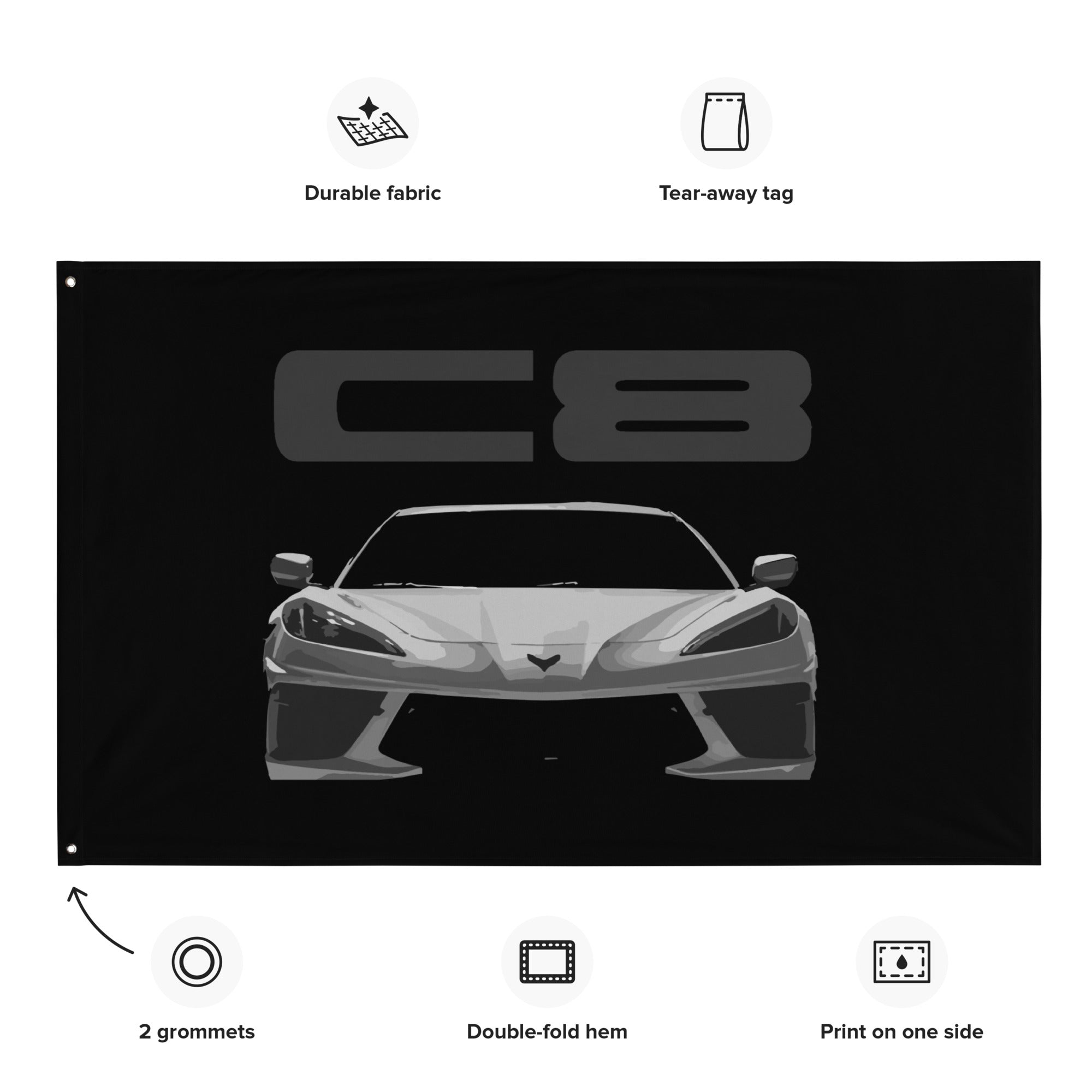 2021 2022 2023 Corvette C8 Vette Driver Custom Art Gift Tapestry Banner Flag 56" x 34.5"