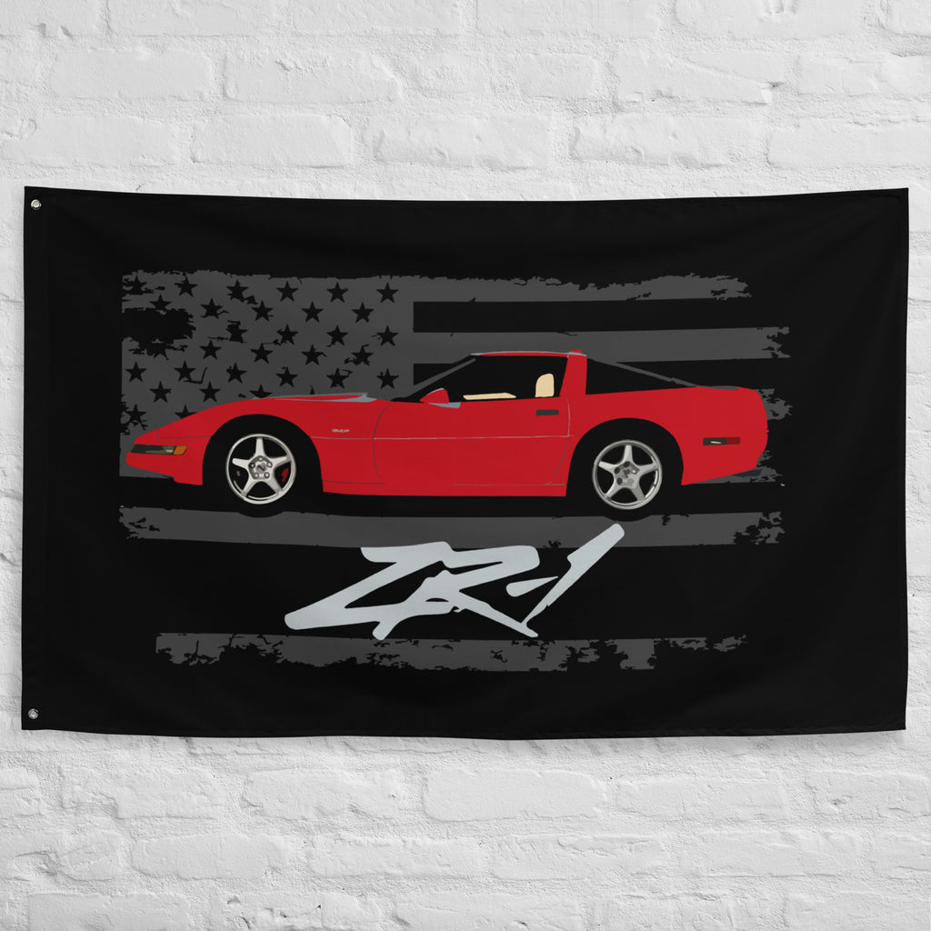 Torch Red 1994 Chevy Corvette C4 ZR-1 Custom Vette Driver Gift Tapestry Banner Flag 56" x 34.5"