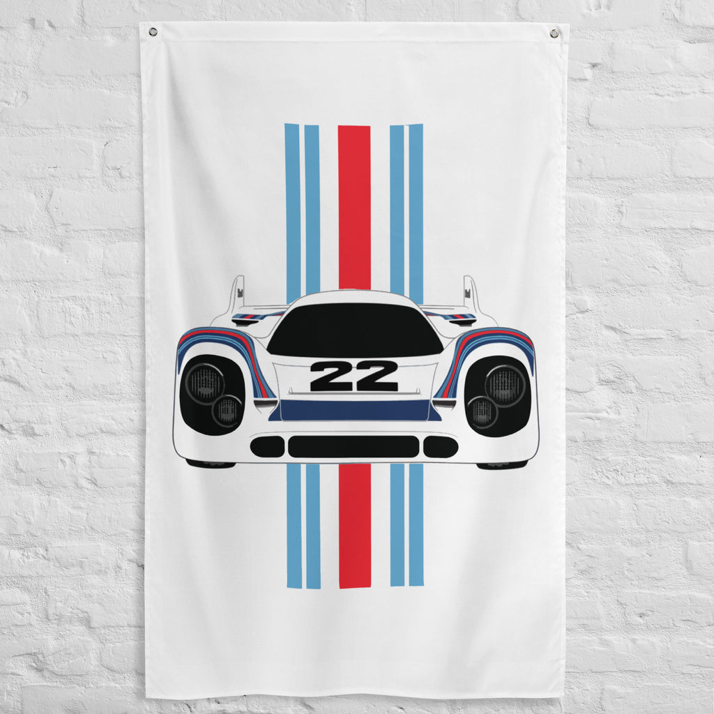 Retro Race Car 917 Vintage Racing Stripes Historic Motorsport Art Tapestry Banner Flag 34.5" x 56"