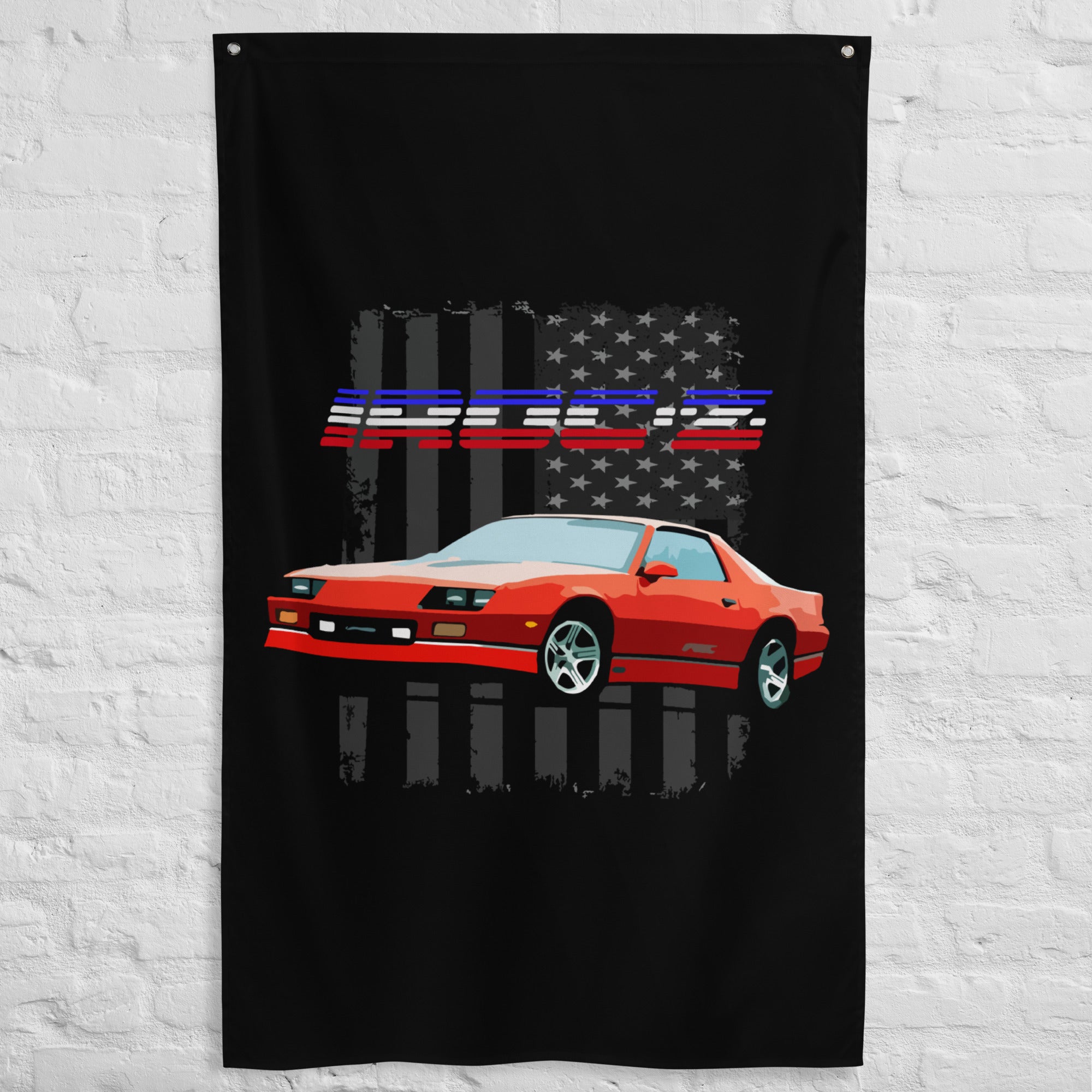 1987 Chevy Camaro IROC-Z - USA Patritoc Custom Gift Tapestry Banner Flag 34.5" x 56"