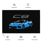 Rapid Blue C8 Corvette Custom Art Vette Driver Gift Garage Office Man Cave Banner Flag 34.5" x 56"