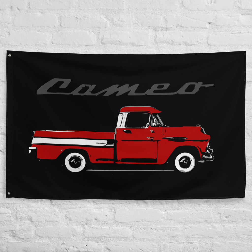 1957 Chevy Cameo Pickup Truck Antique Collector Custom Art Garage Office Man Cave Banner Flag 34.5" x 56"