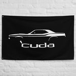 1972 Plymouth Cuda Barracuda Muscle Car Silhouette Classic Car Owner Gift Garage Office Man Cave Banner Flag 34.5" x 56"