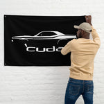 1972 Plymouth Cuda Barracuda Muscle Car Silhouette Classic Car Owner Gift Garage Office Man Cave Banner Flag 34.5" x 56"