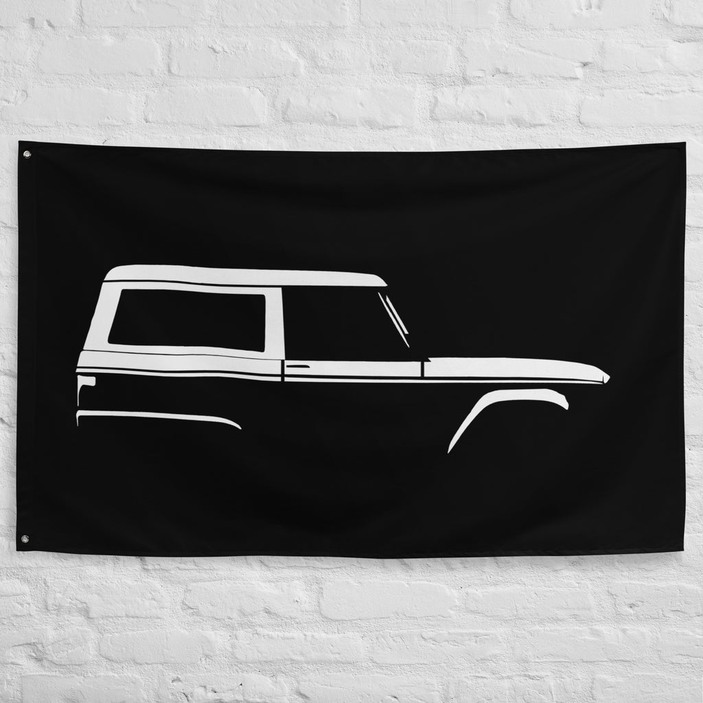 1966 Ford Bronco Silhouette Vintage Truck SUV Off-Road 4x4 Adventure Outdoor Trail Riding Garage Office Man Cave Banner Flag 34.5" x 56"