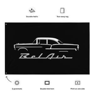 1955 Chevy 55 Belair Chevrolet Bel Air Antique Collector Car Garage Office Man Cave Banner Flag 34.5" x 56"