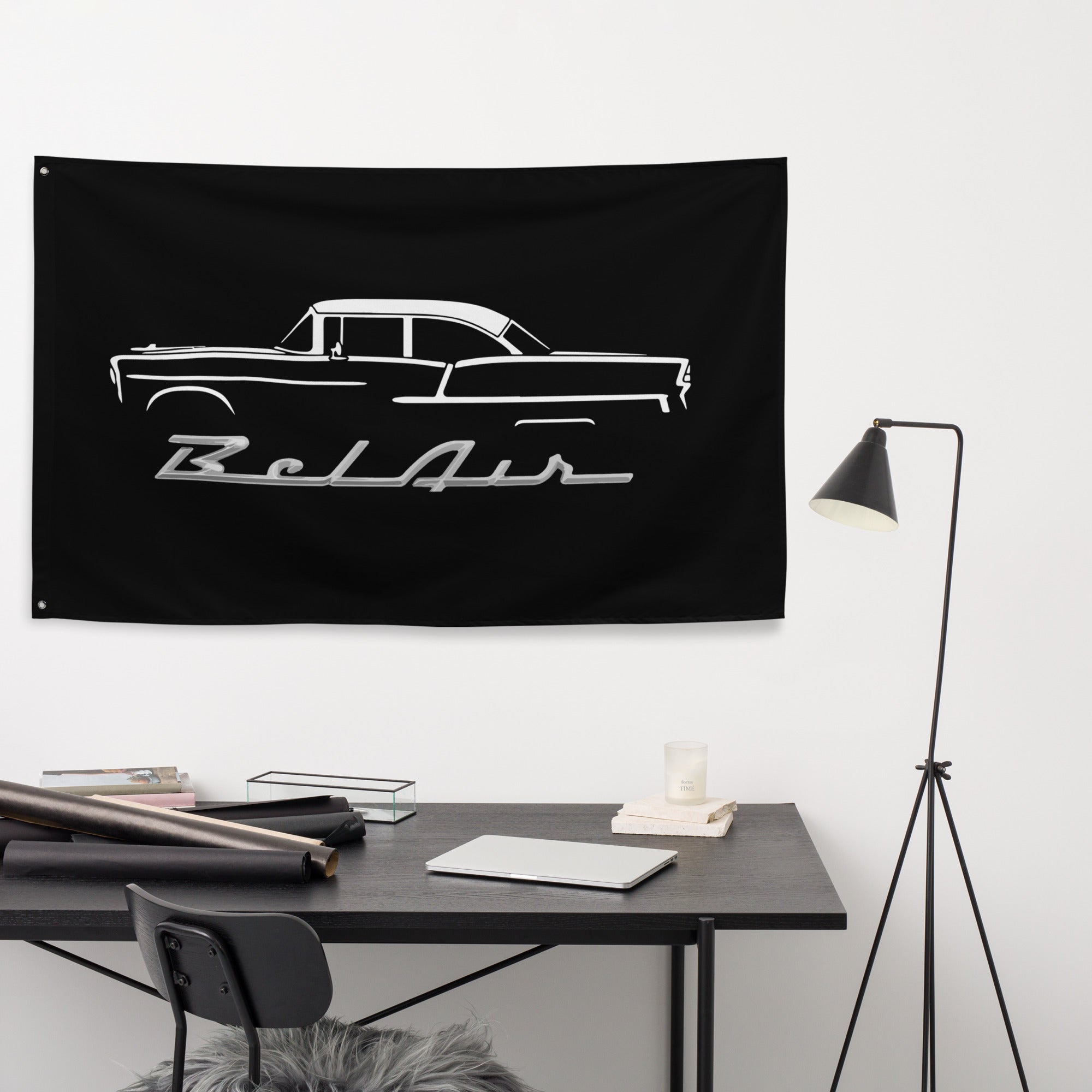 1955 Chevy 55 Belair Chevrolet Bel Air Antique Collector Car Garage Office Man Cave Banner Flag 34.5" x 56"