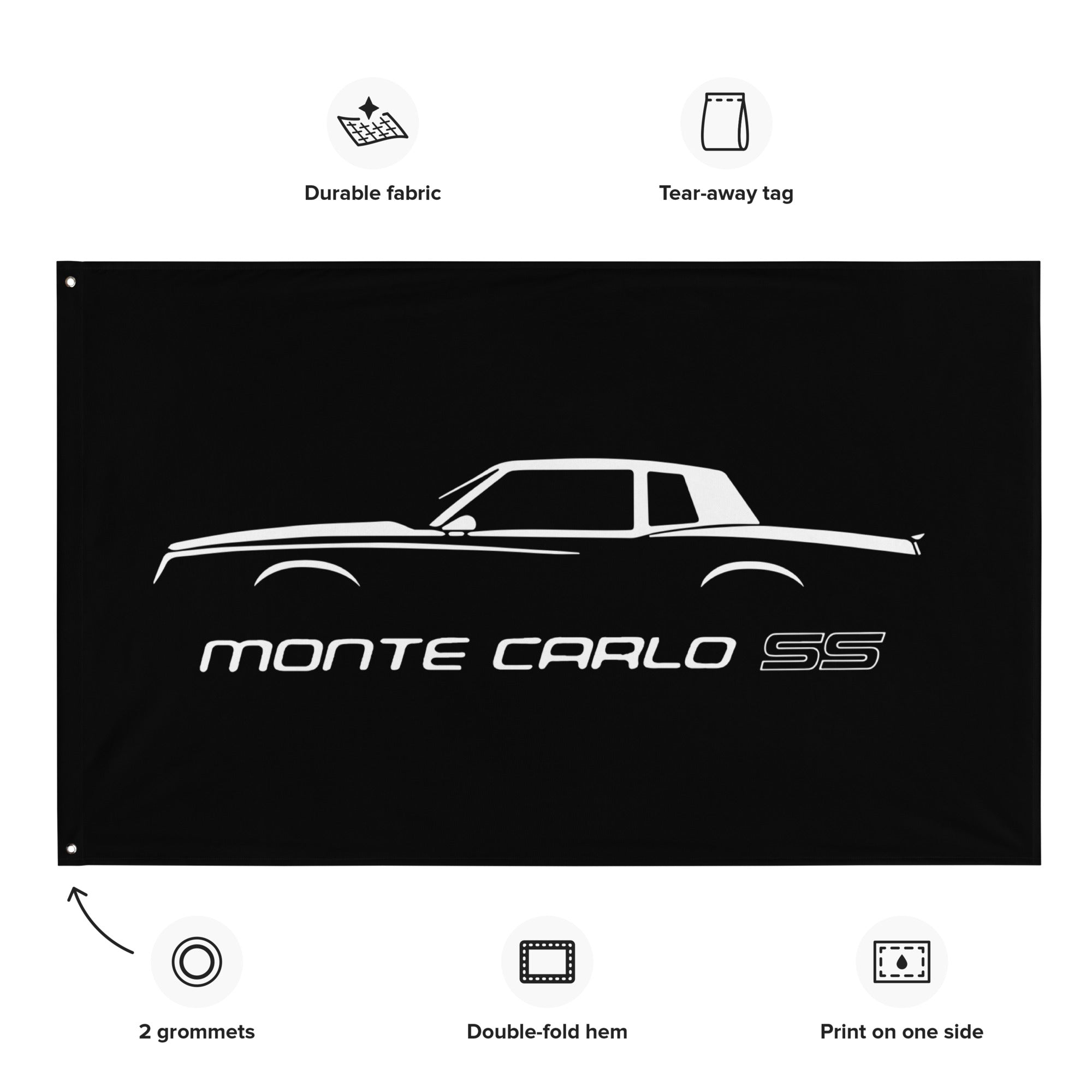 Chevrolet Monte Carlo SS Fourth Gen 1981-1988 Classic Car Owner Gift Garage Office Man Cave Banner Flag 34.5" x 56"