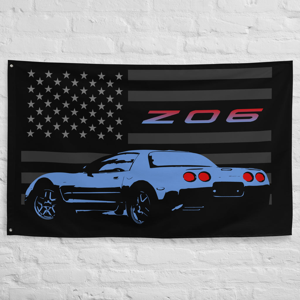 Chevrolet Corvette C5 Z06 American Patriotic Custom Car Club Garage Office Man Cave Banner Flag 34.5" x 56"
