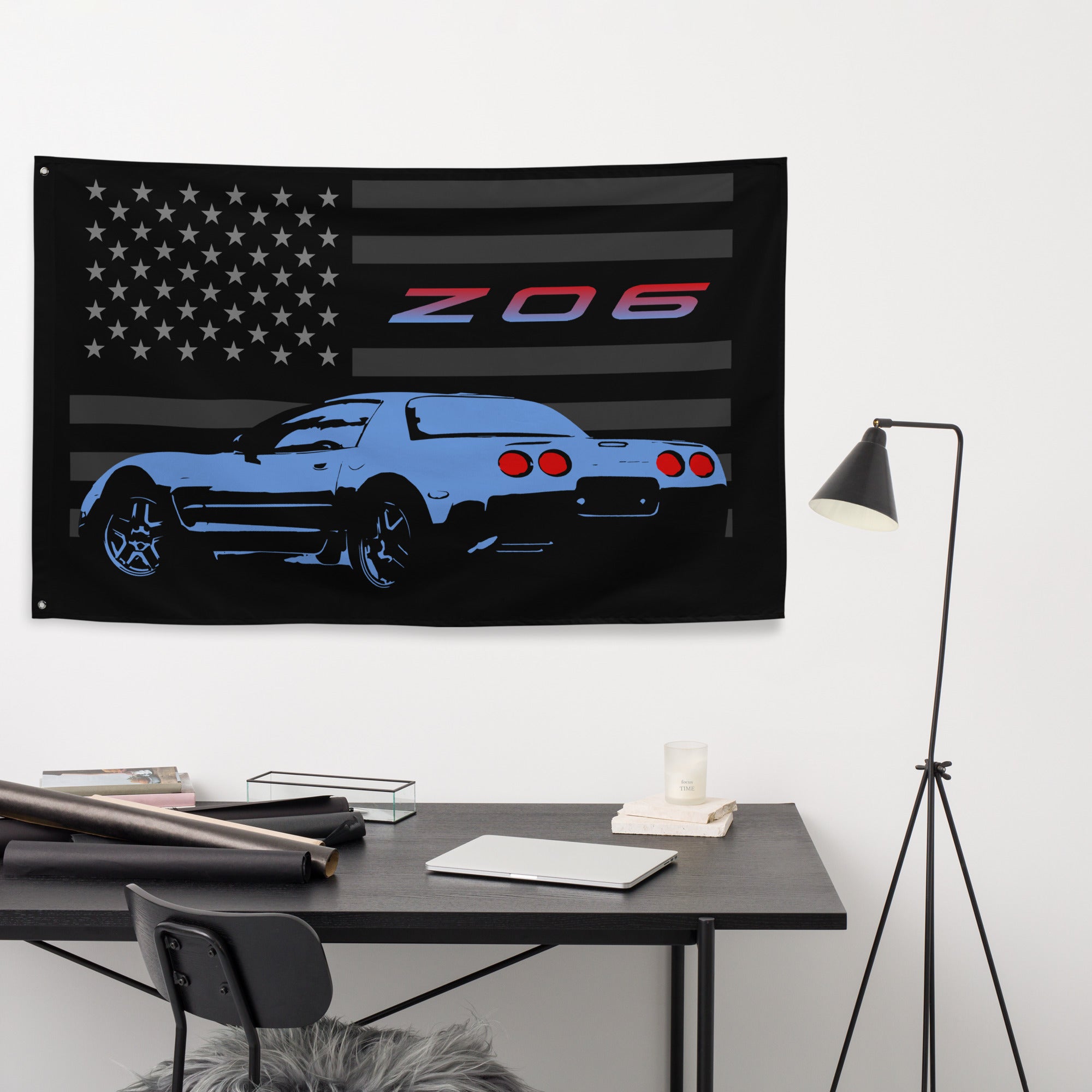 Chevrolet Corvette C5 Z06 American Patriotic Custom Car Club Garage Office Man Cave Banner Flag 34.5" x 56"