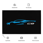 2022 2023 Chevrolet Corvette C8 Outline Silhouette Rapid Blue Vette Owner Gift Garage Office Man Cave Banner Flag 34.5" x 56"