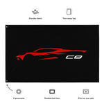 2022 2023 Chevrolet Corvette Red C8 Outline Silhouette 8th Gen Vette Driver Gift Garage Office Man Cave Banner Flag 34.5" x 56"