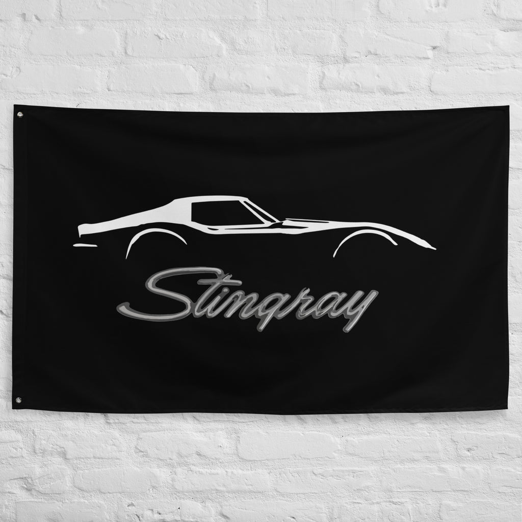 Chevrolet C3 Corvette Stingray Silhouette 3rd Gen Vette Driver Custom Gift Garage Office Man Cave Banner Flag 34.5" x 56"