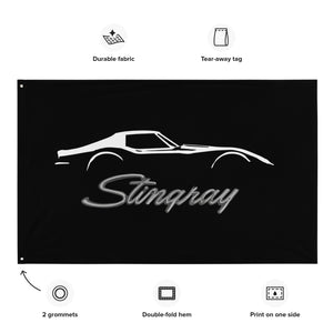 Chevrolet C3 Corvette Stingray Silhouette 3rd Gen Vette Driver Custom Gift Garage Office Man Cave Banner Flag 34.5" x 56"