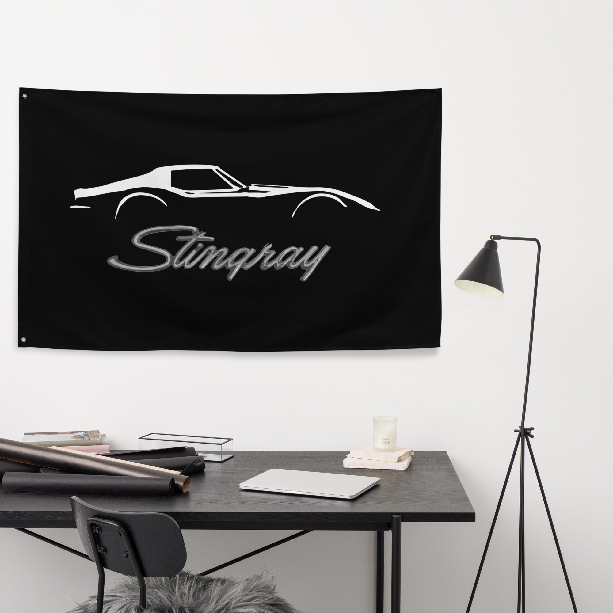 Chevrolet C3 Corvette Stingray Silhouette 3rd Gen Vette Driver Custom Gift Garage Office Man Cave Banner Flag 34.5" x 56"