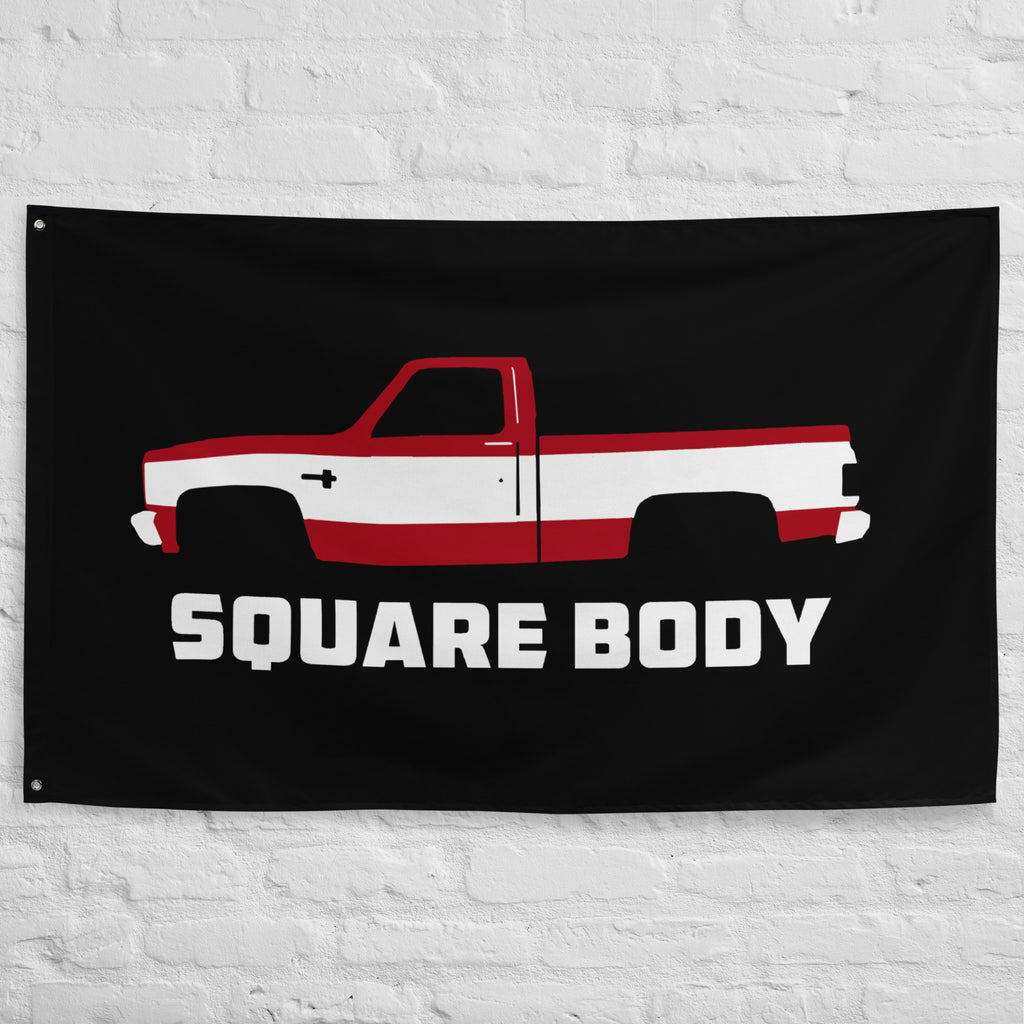 1987 Chevy C10 Chevrolet Silverado Square Body American Pickup Truck Garage Office Man Cave Banner Flag 34.5" x 56"