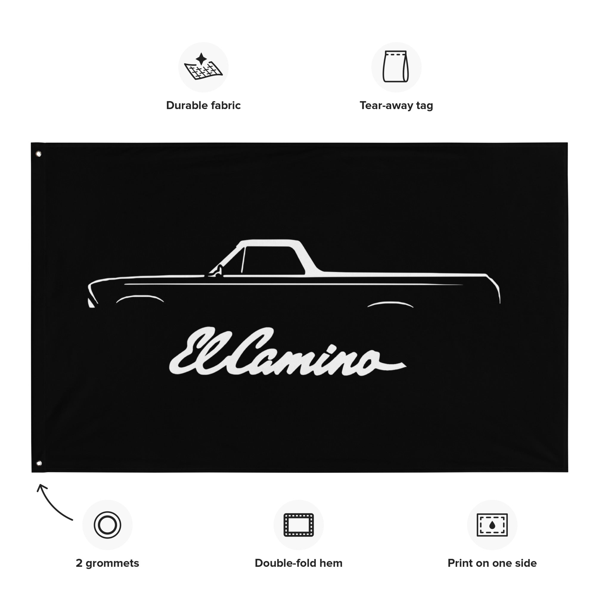 1965 Chevy El Camino Silhouette 2nd Generation Classic Car Truck Garage Banner Flag 56" x 34.5"