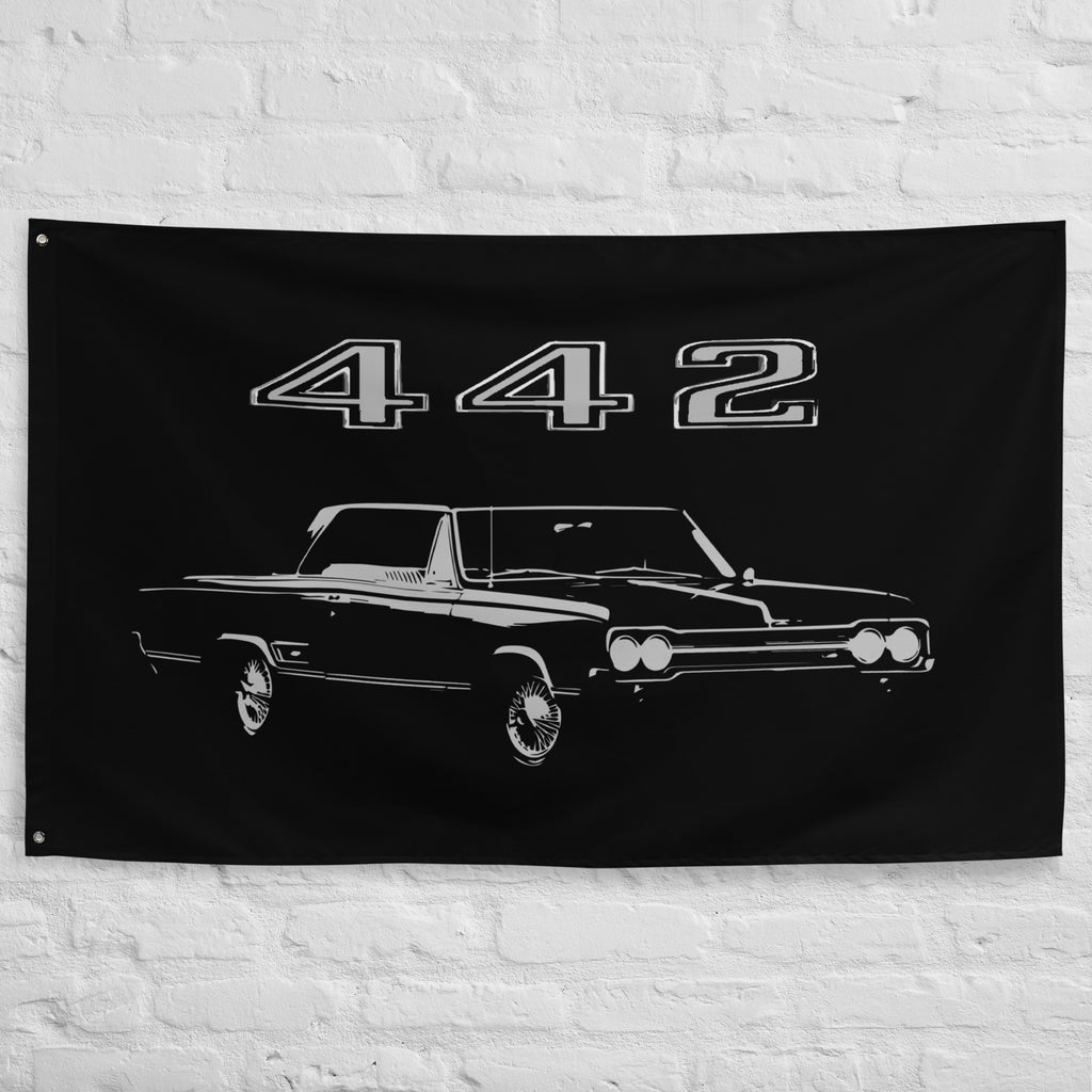 1965 Olds 442 Club Coupe American Classic Car Garage Banner Flag 56" x 34.5"