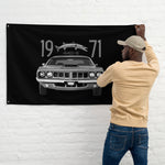 1971 Plymouth Barracuda Cuda 440 American Muscle Car Wall Art Garage Office Man Cave Banner Flag 34.5" x 56"