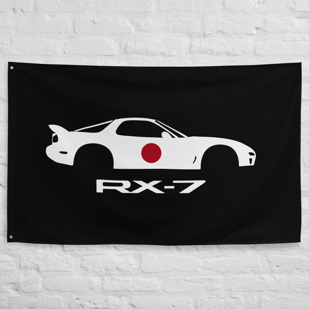 Mazda RX-7 JDM Tuner Stencil Japanese Rotary Engine Sportscar RX7 Driver Garage Office Man Cave Banner Flag 34.5" x 56"