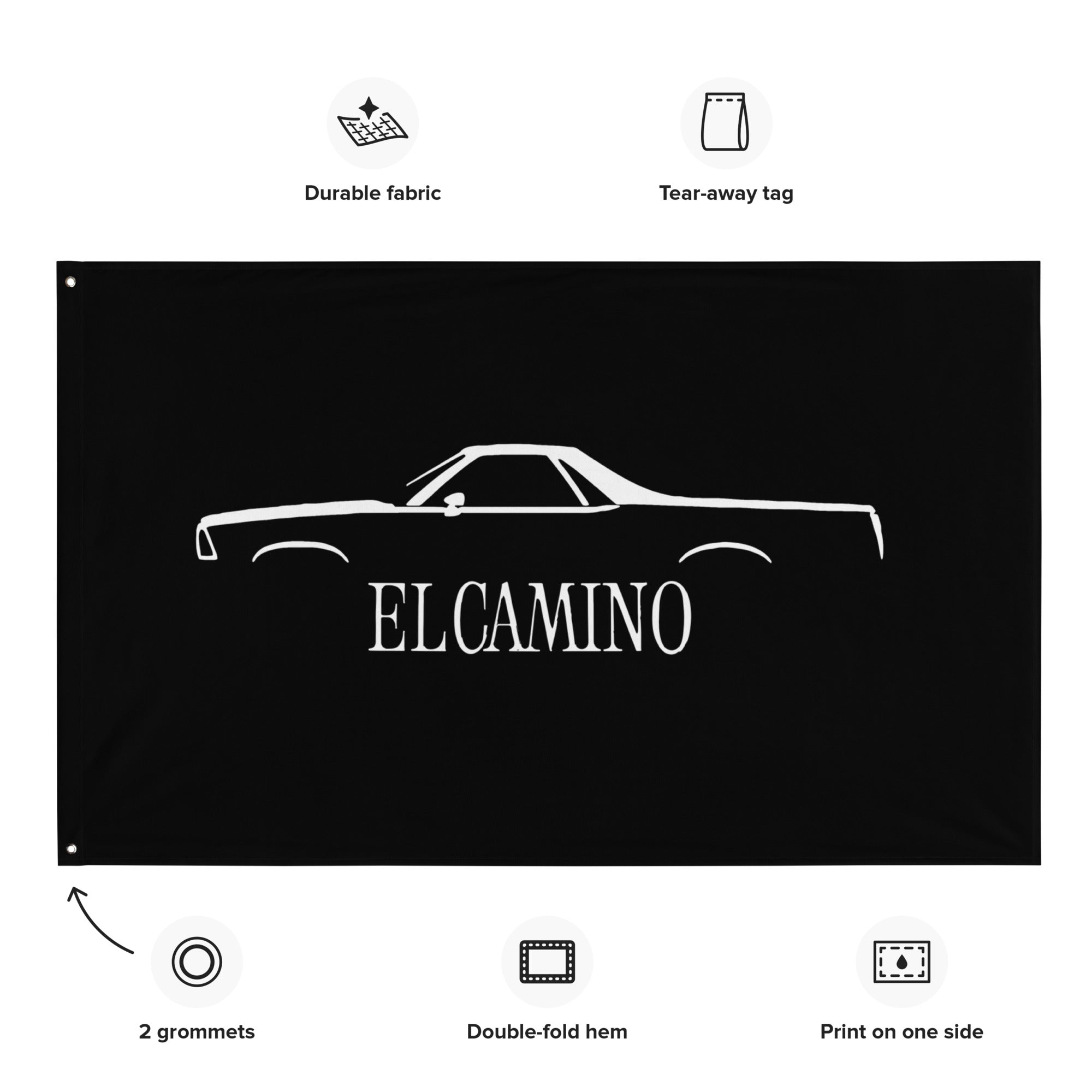 Chevy El Camino 5th Generation 1978 Classic Car Silhouette Garage Office Man Cave Banner Flag 34.5" x 56"