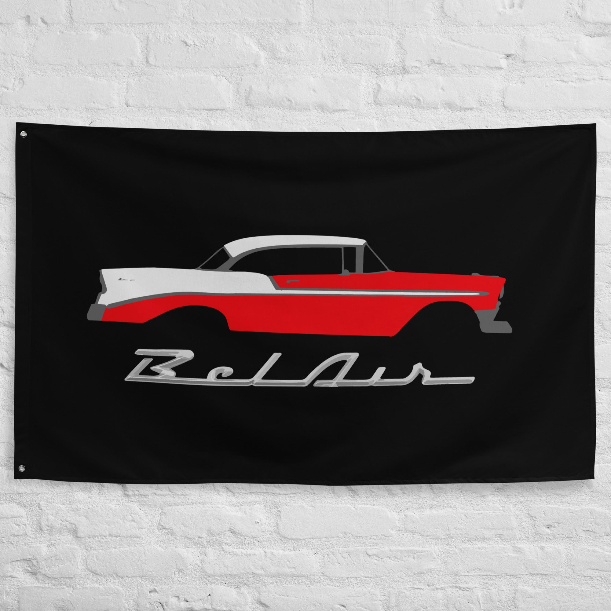 1956 Chevrolet Bel Air Red Antique Car Collector Cars 56 Chevy Belair Garage Office Man Cave Banner Flag 34.5" x 56"