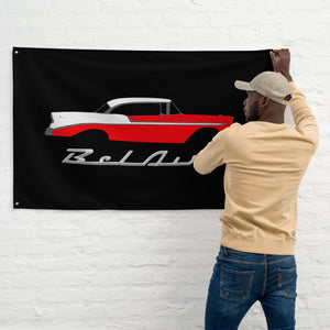 1956 Chevrolet Bel Air Red Antique Car Collector Cars 56 Chevy Belair Garage Office Man Cave Banner Flag 34.5" x 56"