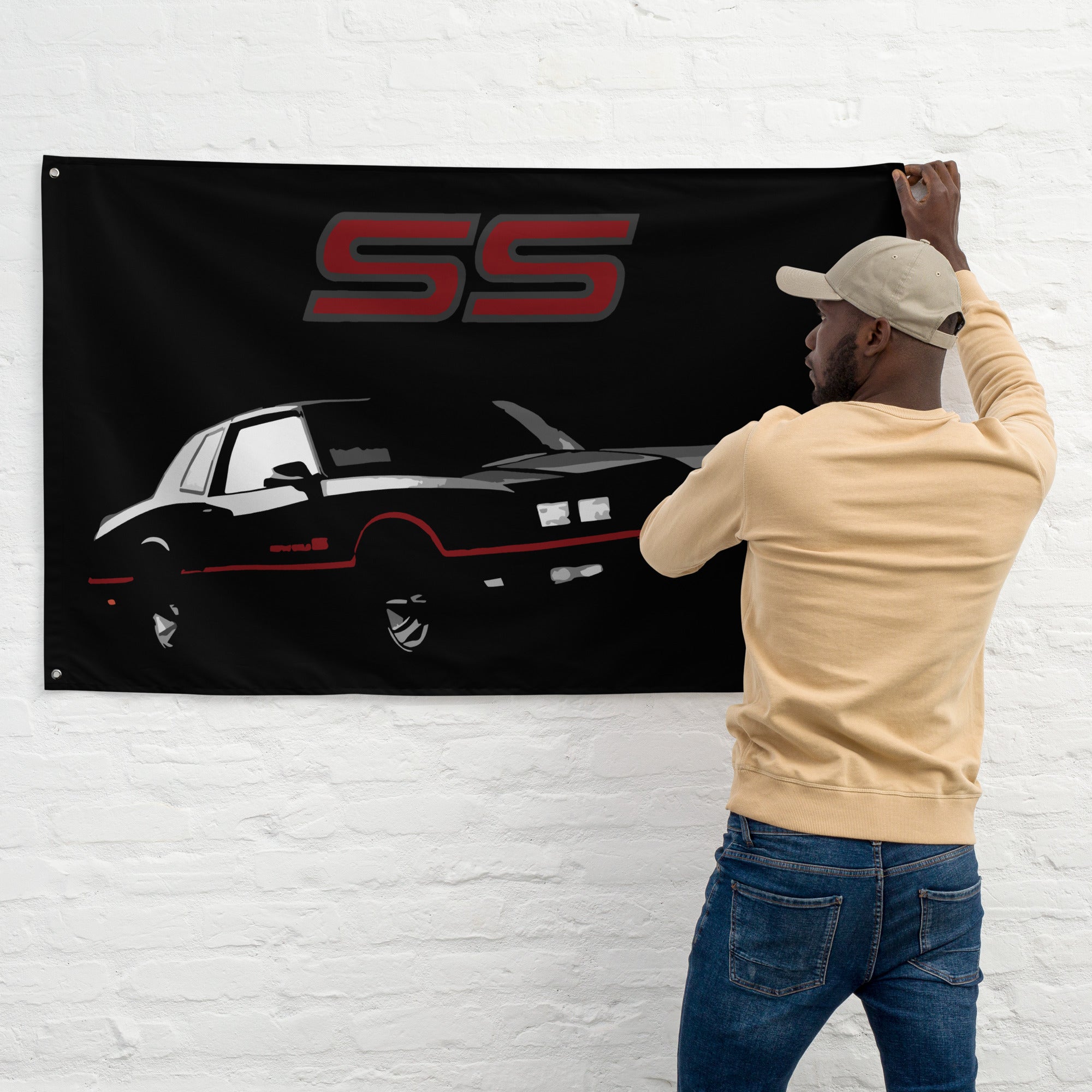 1986 Chevy Monte Carlo SS Custom Garage Office Banner Flag 34.5" x 56"