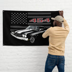Black 1970 Chevelle 454 SS Muscle Car Owner Gift Garage Office Banner Flag 34.5" x 56"