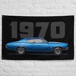 Blue 1970 Chevy Chevelle Muscle Car Collector Owner Driver Garage Office Banner Flag 34.5" x 56"