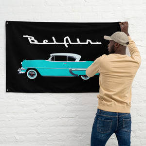 1954 Chevrolet Bel Air Turquoise Antique Classic Car Collector Cars Garage Banner Flag 56" x 34.5"