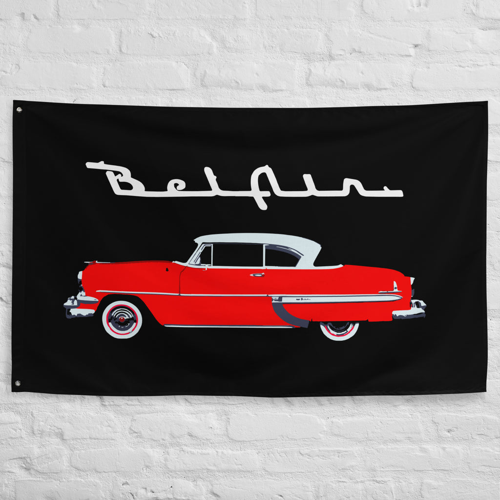 1954 Chevy Bel Air Red Antique Classic Car Collector Cars Garage Banner Flag 56" x 34.5"