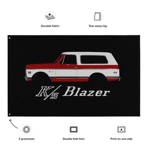 1971 Chevy K5 Blazer CST Red and White Vintage Truck Owner Gift Garage Office Man Cave Banner Flag 34.5" x 56"
