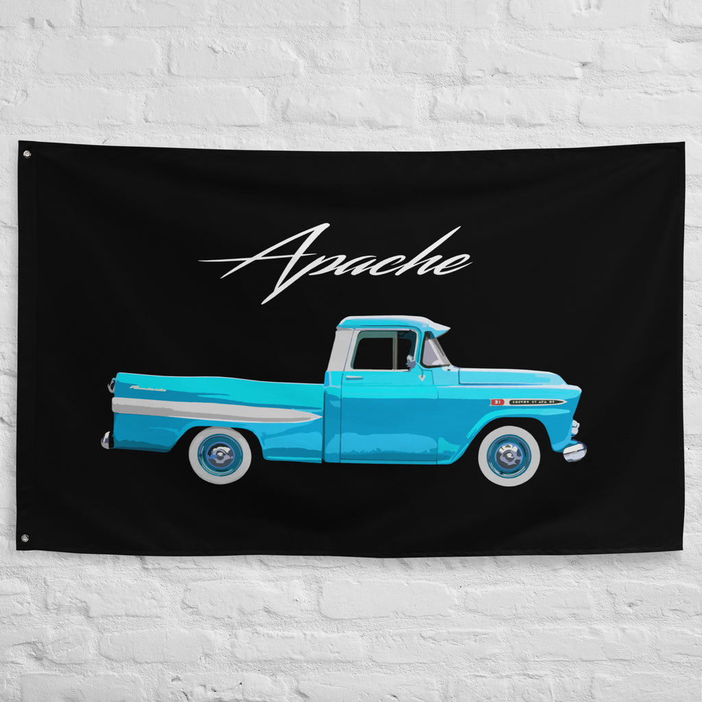 1959 Chevy Apache 31 Fleetside Antique Pickup Truck Garage Office Man Cave Banner Flag 34.5" x 56"
