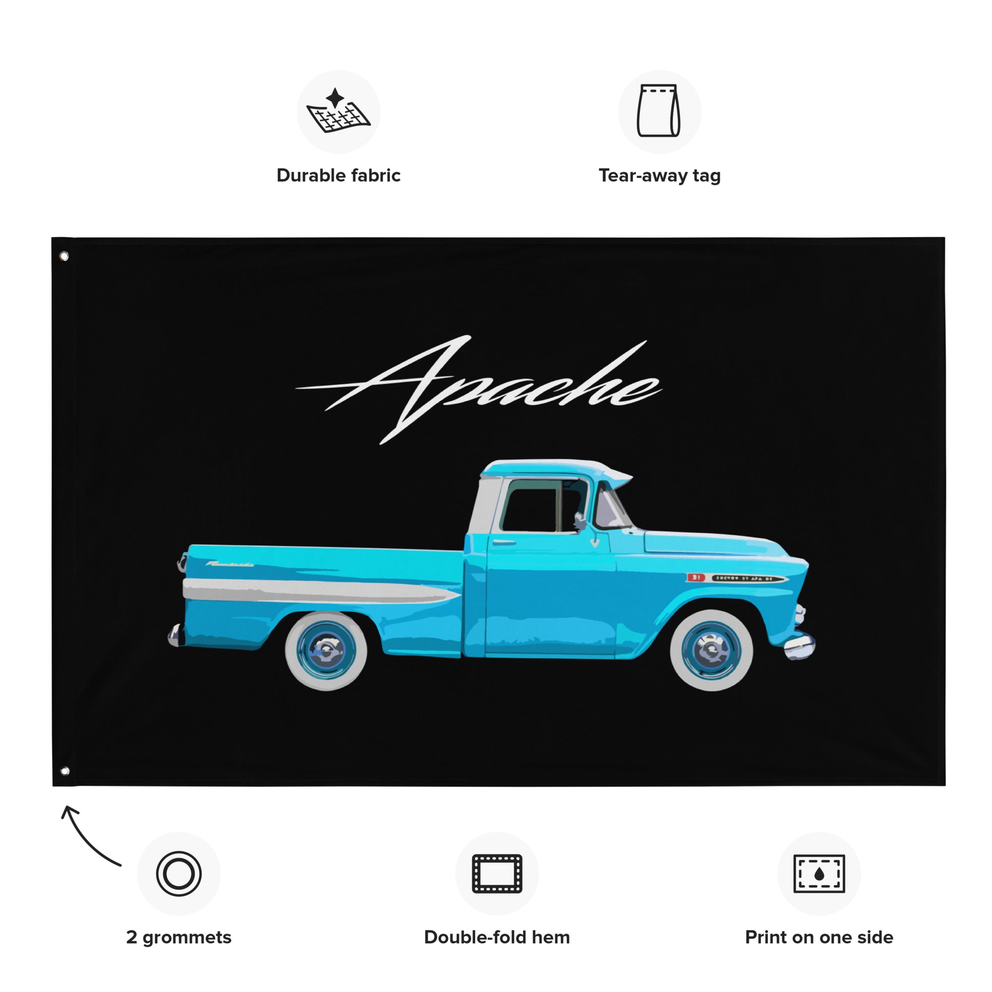 1959 Chevy Apache 31 Fleetside Antique Pickup Truck Garage Office Man Cave Banner Flag 34.5" x 56"