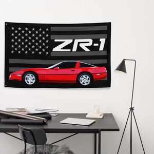 1990 Red Corvette C4 ZR-1 ZR1 4th Gen Vette Driver Custom Car Club Garage Office Man Cave Banner Flag 34.5" x 56"