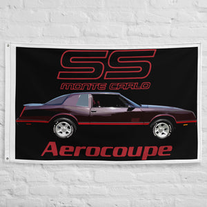 1987 Chevy Monte Carlo SS Aerocoupe Burgundy Classic Car Garage Office Man Cave Banner Flag 34.5" x 56"
